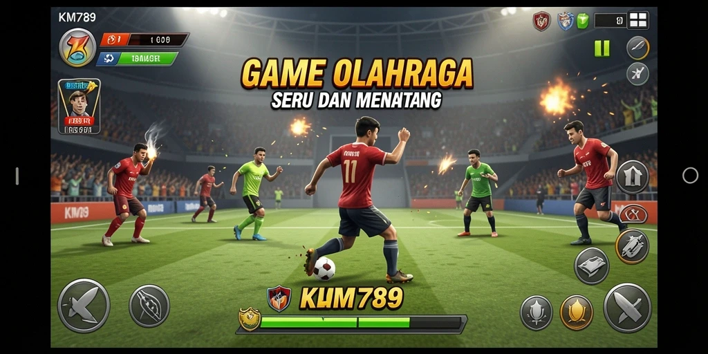 Screenshot gameplay KM789 menampilkan aksi seru permainan olahraga.