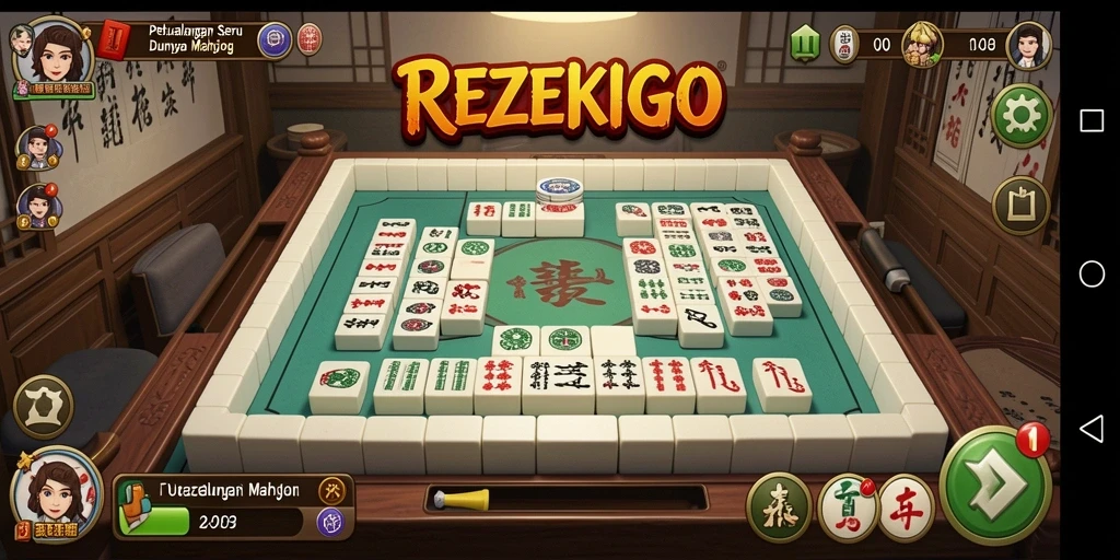 Tampilan gameplay Mahjong yang menantang di REZEKIGO.