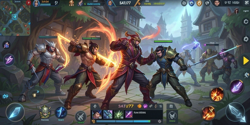 Screenshot menunjukkan aksi pertarungan fantastis di SATU77.